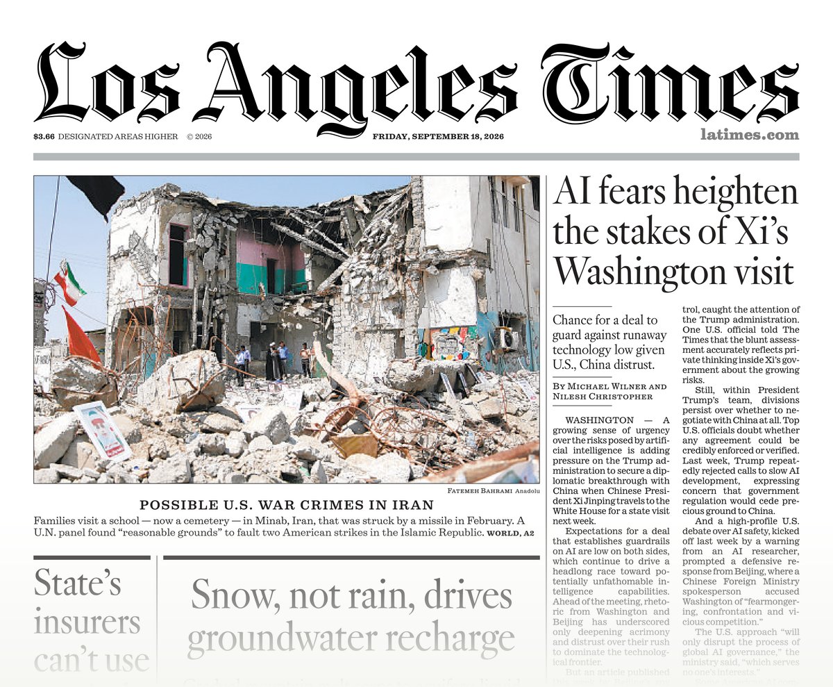 Los Angeles Times front page